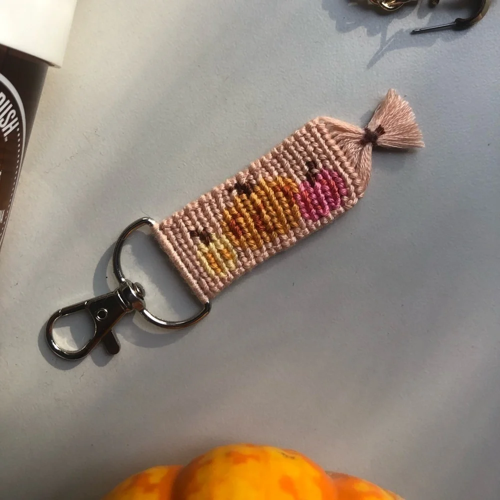 Handmade pumpkin fall inspired keychain